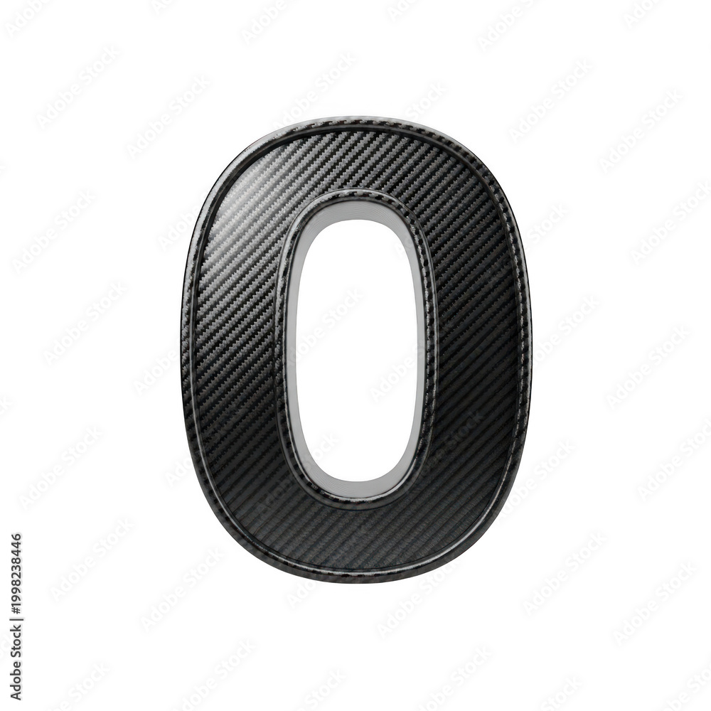 Obraz premium Carbon fiber number 0 isolated on transparent background