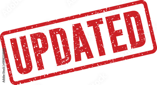 Red 'updated' stamp a visual indicator of recent changes or revisions