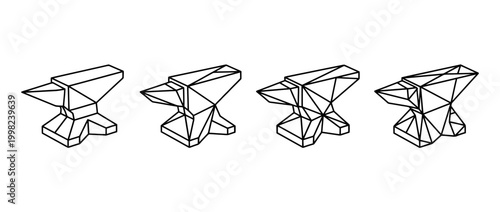 anvil , Geometric Origami line art vector set