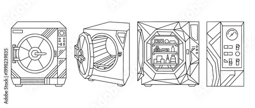 autoclave , Geometric Origami line art vector set