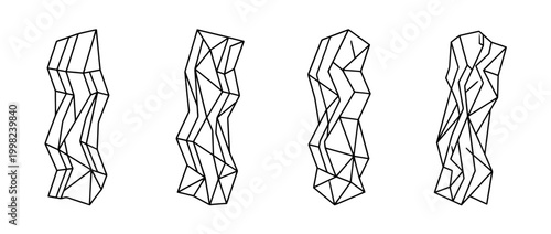 bacon , Geometric Origami line art vector set