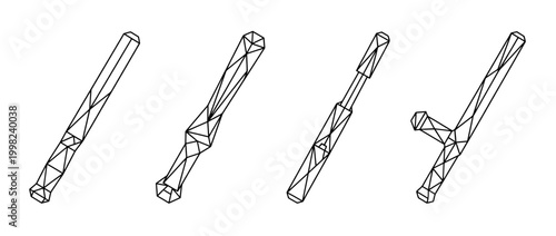 baton , Geometric Origami line art vector set