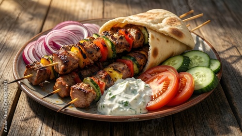 Souvlaki in Mykonos Style Table