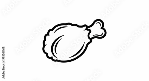 Stylized, black and white graphic of a cooked chicken leg