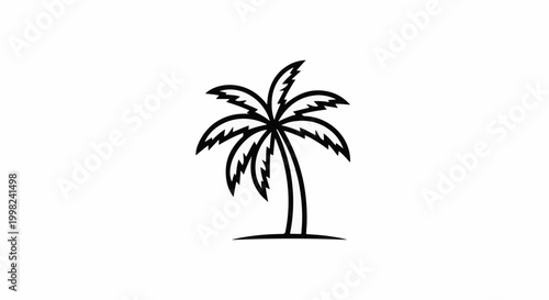 Stylized black and white outline of a tropical palm tree