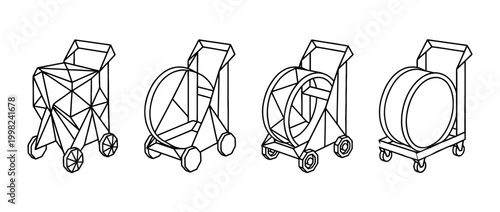 drum dolly , Geometric Origami line art vector set