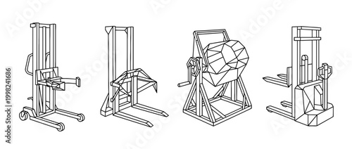 drum lifter , Geometric Origami line art vector set