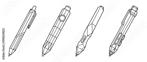 electronic stylus , Geometric Origami line art vector set