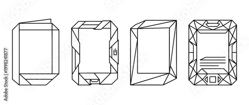 ereader , Geometric Origami line art vector set