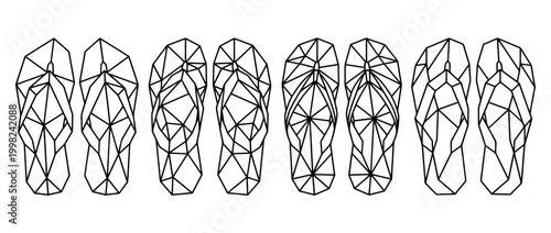 flip flops , Geometric Origami line art vector set