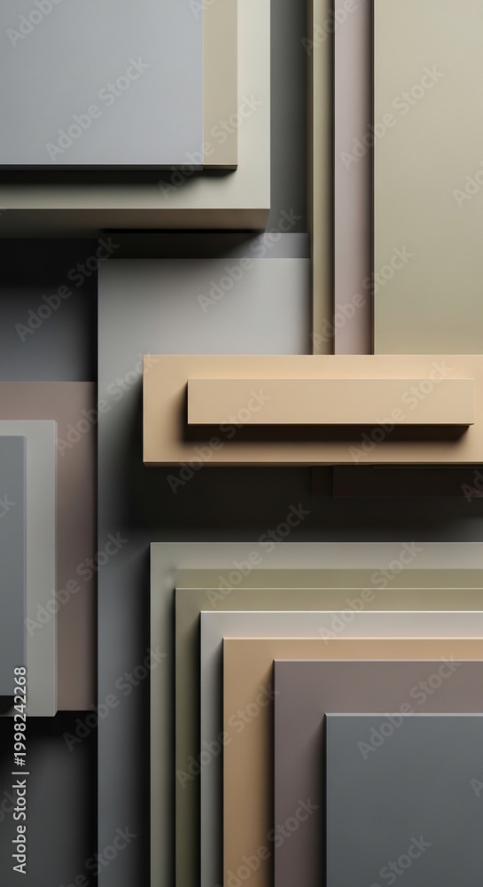 Fototapeta premium Abstract Geometric Composition of Neutral Toned Rectangular Panels.