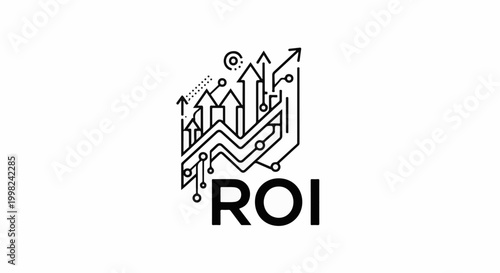 Stylized circuit board with upward arrows and the acronym ROI