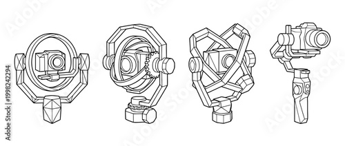 gimbal , Geometric Origami line art vector set