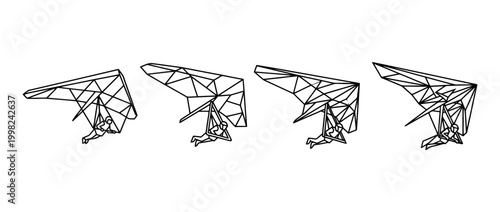 hang glider , Geometric Origami line art vector set