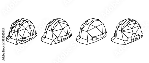 hard hat , Geometric Origami line art vector set