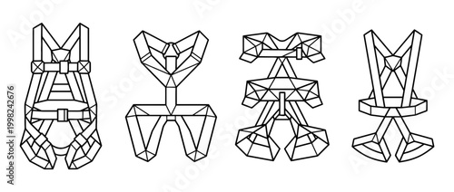 harness , Geometric Origami line art vector set