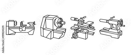 lathe , Geometric Origami line art vector set
