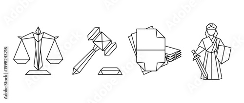 legal case file , Geometric Origami line art vector set