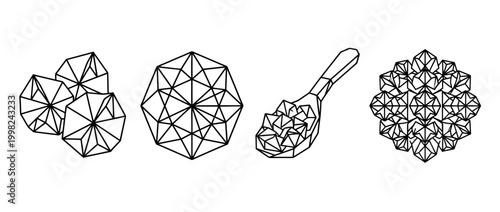 lentil , Geometric Origami line art vector set