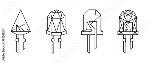 light emitting diode , Geometric Origami line art vector set