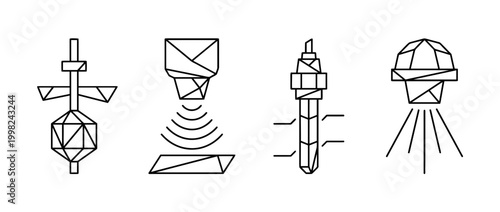 level sensor , Geometric Origami line art vector set