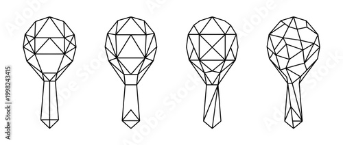 maraca , Geometric Origami line art vector set