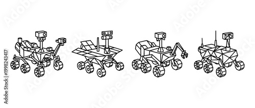 mars rover , Geometric Origami line art vector set
