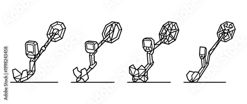 metal detector , Geometric Origami line art vector set