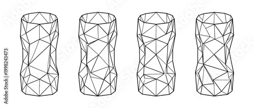 metal pipe , Geometric Origami line art vector set