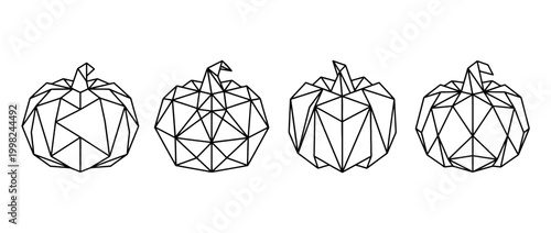 pumpkin , Geometric Origami line art vector set