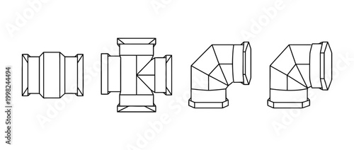pvc pipe , Geometric Origami line art vector set