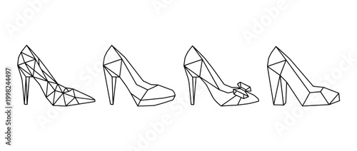 pump , Geometric Origami line art vector set