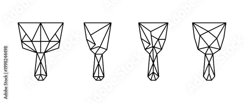 putty knife , Geometric Origami line art vector set