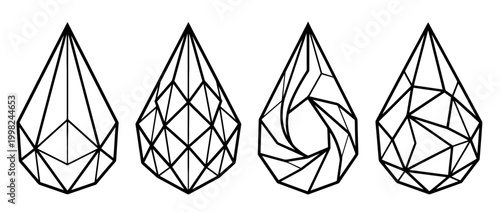 raindrop , Geometric Origami line art vector set