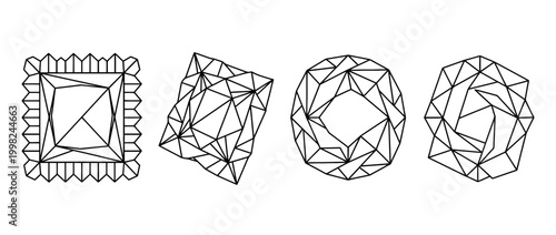 ravioli , Geometric Origami line art vector set