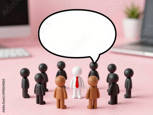 Group Figures with Empty Speech Bubble