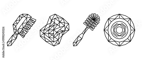 scrubber , Geometric Origami line art vector set