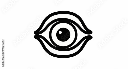 Stylized black eye symbol with concentric rings on a white background