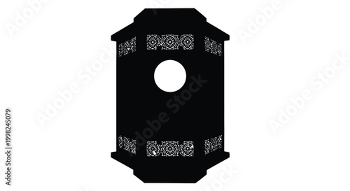 traditional lantern silhouette with decorative panels and circular window high quality