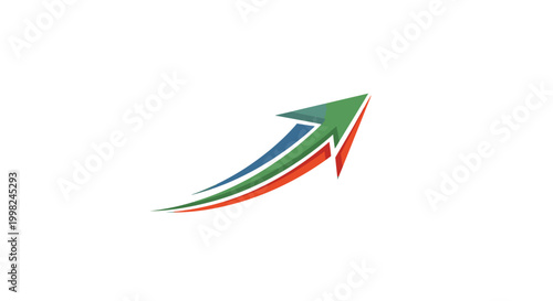 Colorful arrow showing upward business growth and progress.