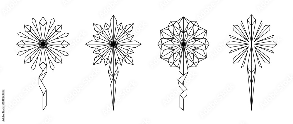 Obraz premium sparkler , Geometric Origami line art vector set