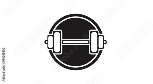 Minimalist fitness gym logo with barbell icon for weightlifting and bodybuilding