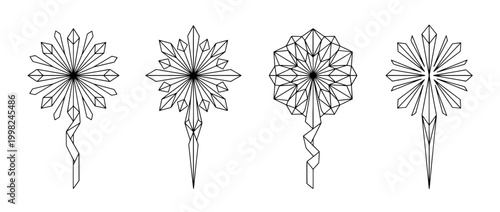 sparkler , Geometric Origami line art vector set