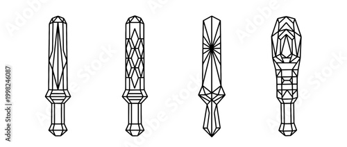 traffic wand , Geometric Origami line art vector set