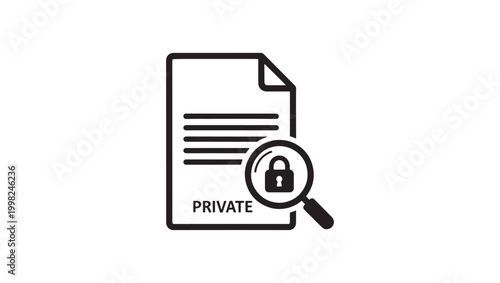 Private Document Security and Data Privacy Line Icon Vector