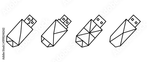 usb flash drive , Geometric Origami line art vector set