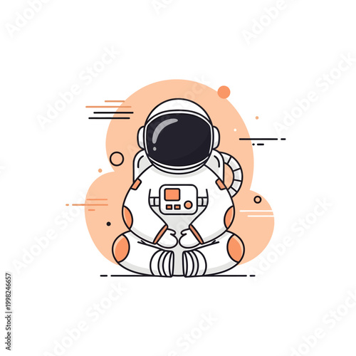 Astronaut sitting in space suit.