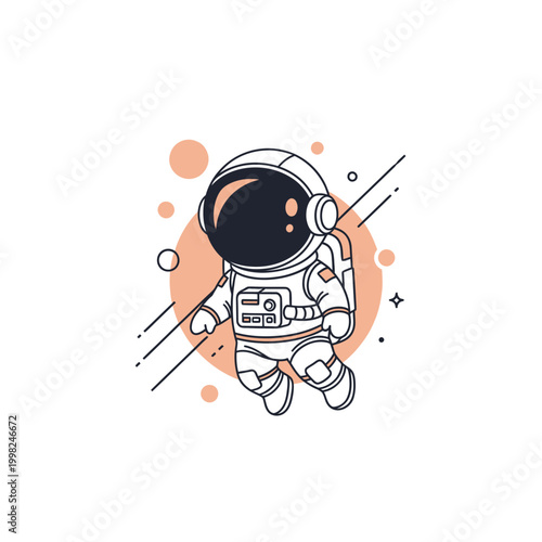 Astronaut in Space Suit Illustration.