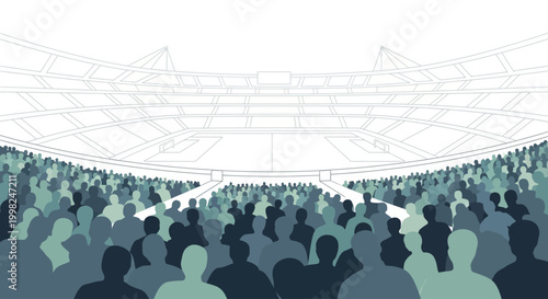 Crowd of people watching football in a large stadium arena