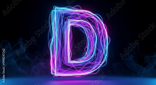 Neon Light Letter D Decoration.